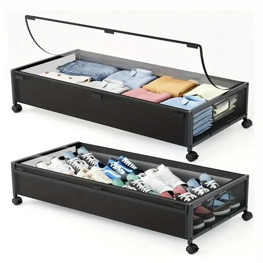 Under Bed Storage With Wheels, 54L Large Capacity With Clear Window, Under Bed Storage For Clothes, Shoes, Blankets, Toy,
Under Bed Storage With Wheels, 54L Large Capacity With Clear Window, Under Bed Storage For Clothes, Shoes, Blankets, Toy,