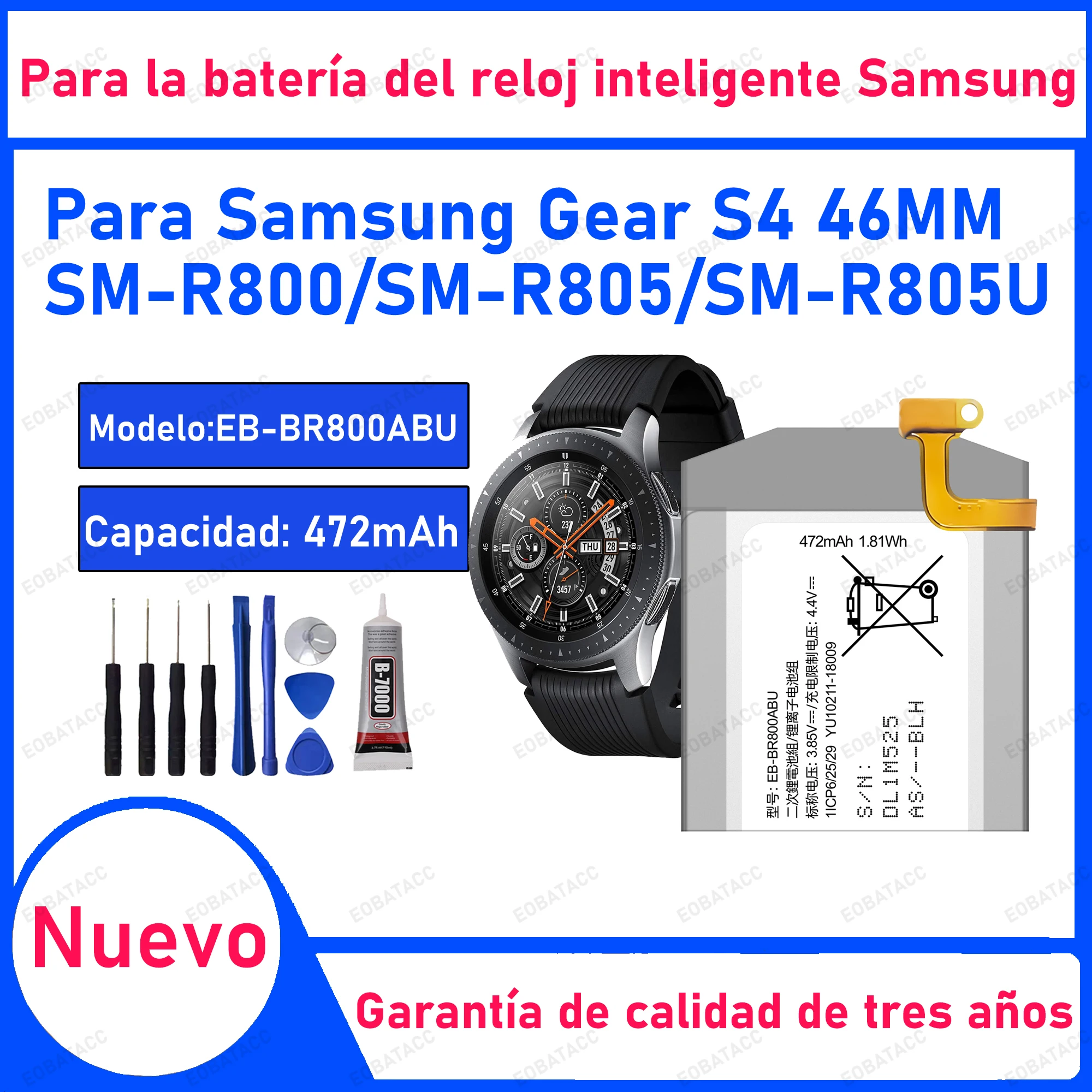 100% New High Quanlity EB-BR800ABY Battery For SAMSUNG GEAR S4 46MM/SM-R800/SM-R805/SM-R805U Smart watch batteria+Free tools
100% New High Quanlity EB-BR800ABY Battery For SAMSUNG GEAR S4 46MM/SM-R800/SM-R805/SM-R805U Smart watch batteria+Free tools