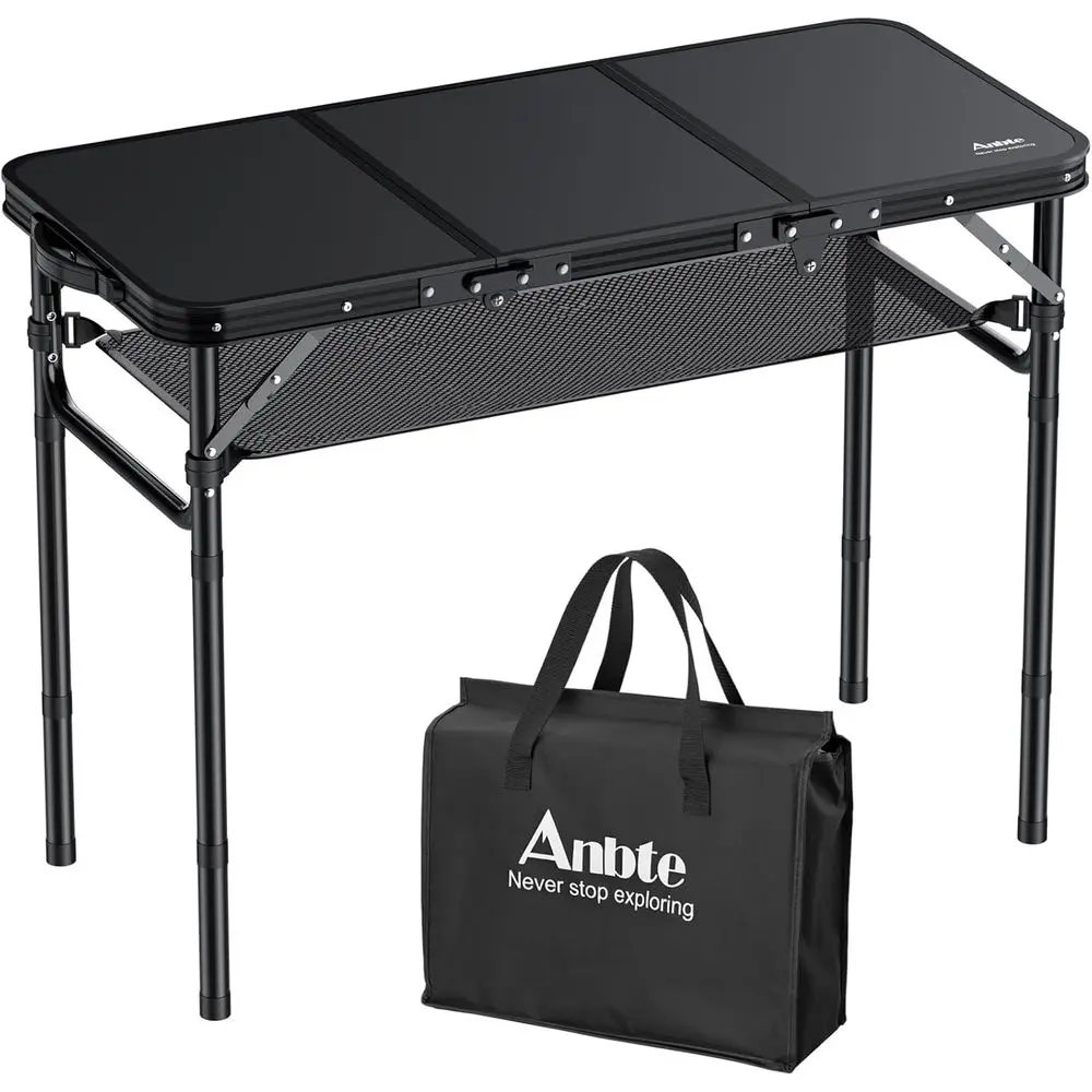 Portable Folding Camping Table with Storage Net, Adjustable Height up to 27.5 for Outdoor Picnics and BBQs, Black
Portable Folding Camping Table with Storage Net, Adjustable Height up to 27.5 for Outdoor Picnics and BBQs, Black