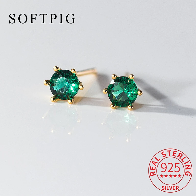 SOFTPIG 100% 925 Sterling Silver Six Claw Inlay 4mm Emerald Zircon Stud Earrings for Women Fine Jewelry Minimalist Accessories
SOFTPIG 100% 925 Sterling Silver Six Claw Inlay 4mm Emerald Zircon Stud Earrings for Women Fine Jewelry Minimalist Accessories