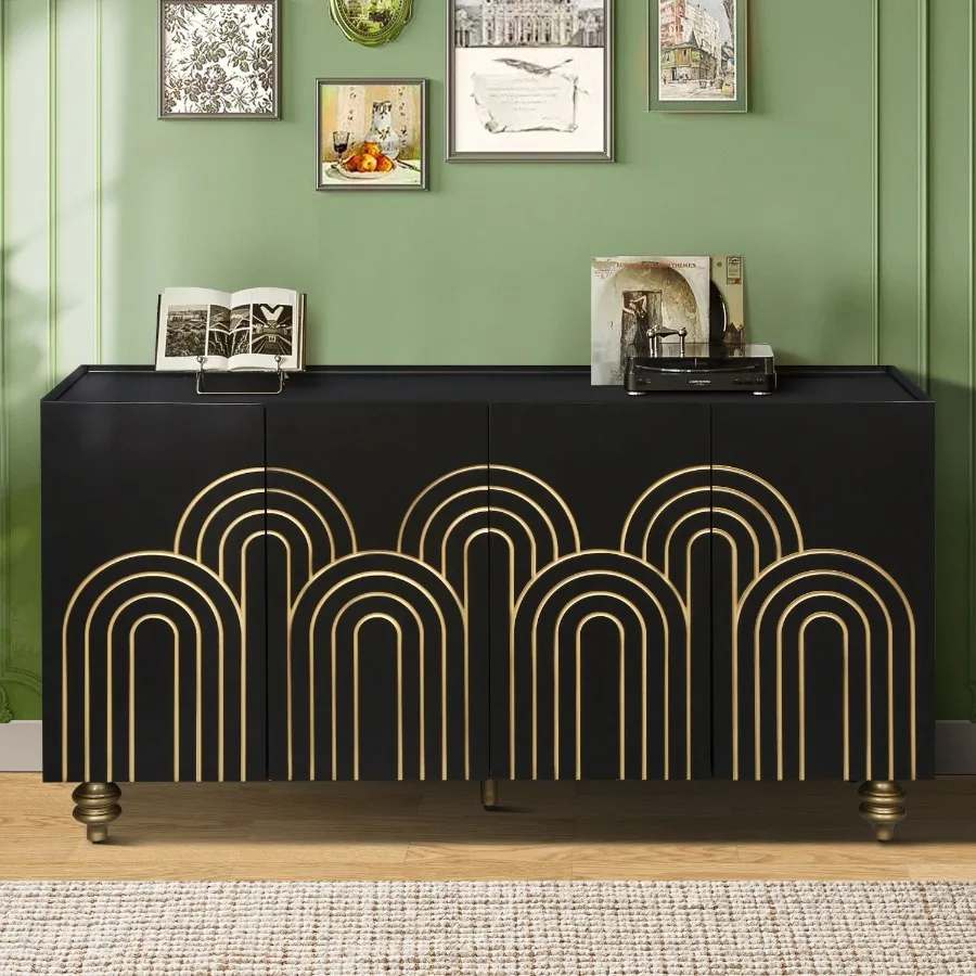 Modern Fluted Sideboard Buffet with Storage Curve Element with Strict Lines 4 Doors Storage Cabinet with Adjustable Shelves for
Modern Fluted Sideboard Buffet with Storage Curve Element with Strict Lines 4 Doors Storage Cabinet with Adjustable Shelves for