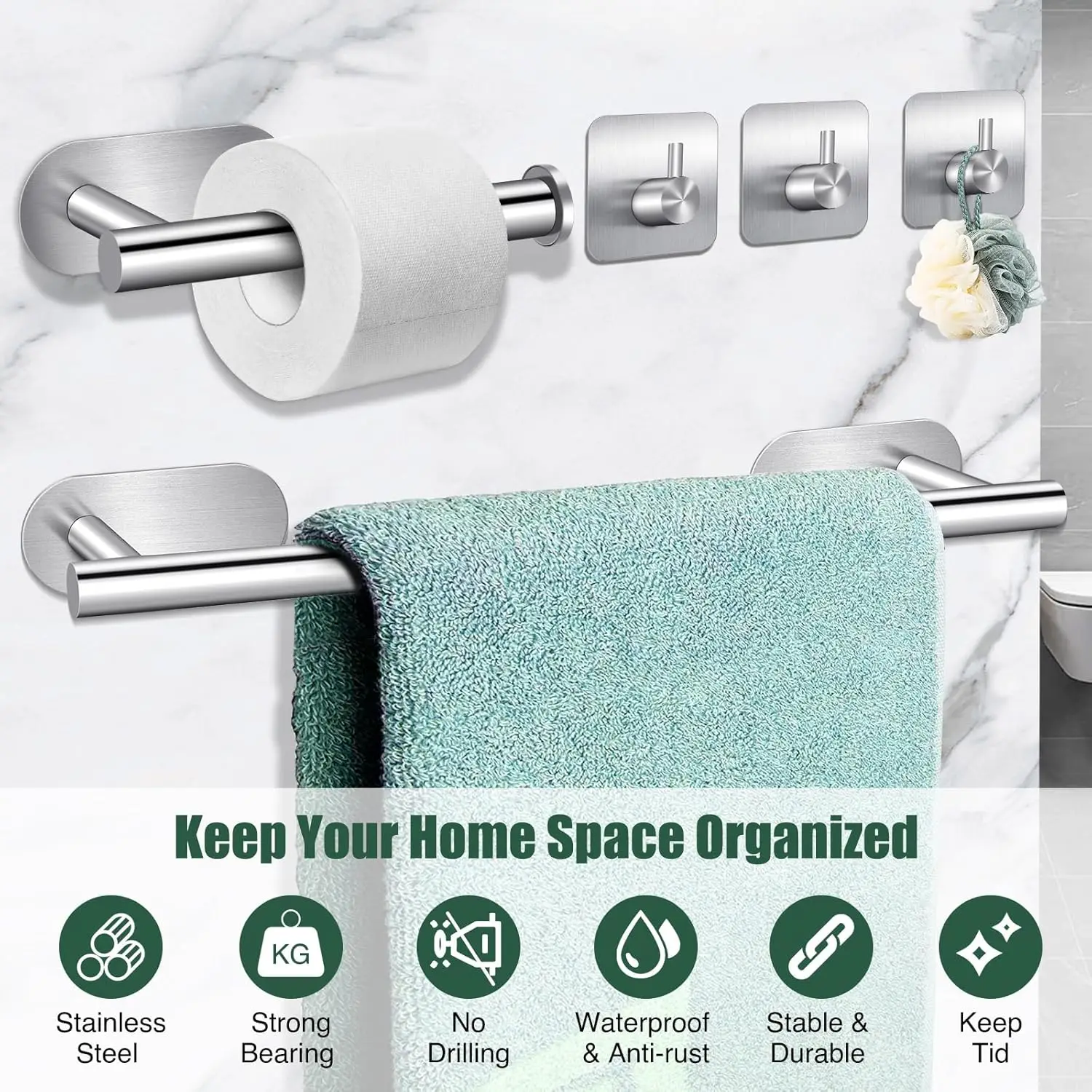 Bathroom Towel Rail Set Without Drilling Stainless Steel Bathroom Hardware Accessories Set Adhesive Paper Roll Holder Wall Hooks
Bathroom Towel Rail Set Without Drilling Stainless Steel Bathroom Hardware Accessories Set Adhesive Paper Roll Holder Wall Hooks