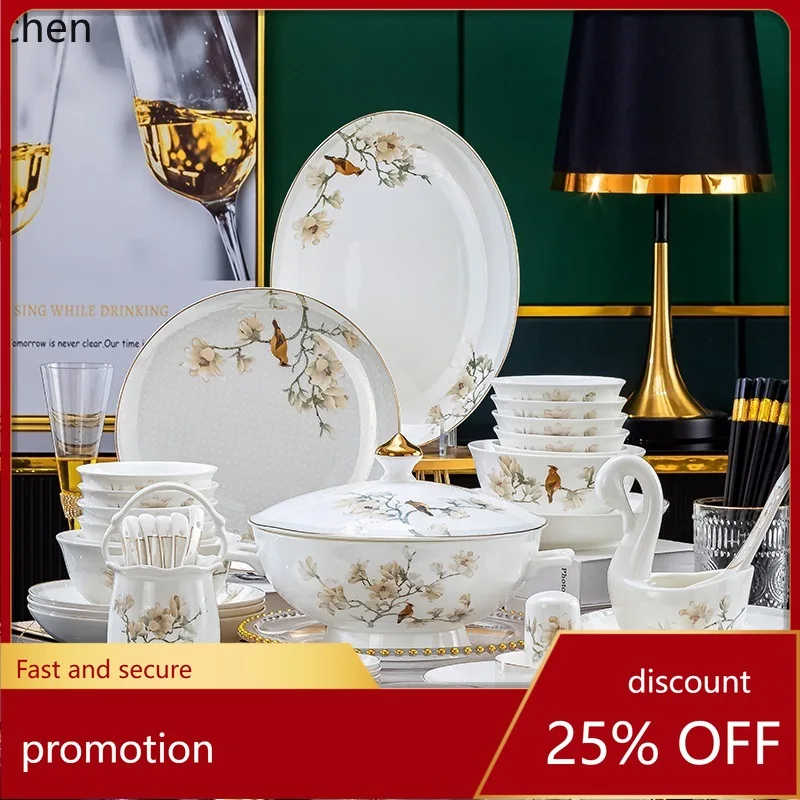 ZML new style tableware set gold edge bone porcelain bowls, chopsticks, bowls, plates and spoons full set gift
ZML new style tableware set gold edge bone porcelain bowls, chopsticks, bowls, plates and spoons full set gift