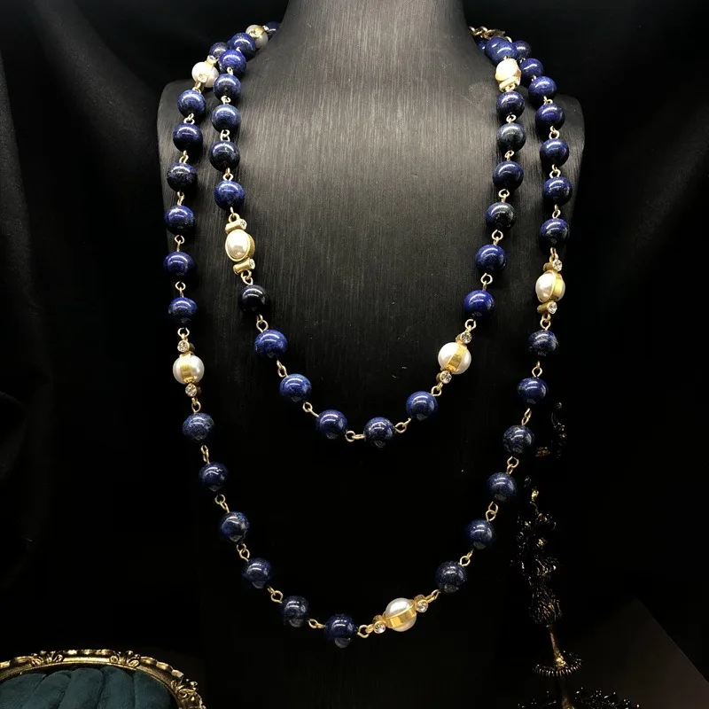 Western Medieval Jewelry Long Lapis Lazuli Necklace with Pearl Earrings Temperament Elegant Versatile Sweater Chain Stud Earring
Western Medieval Jewelry Long Lapis Lazuli Necklace with Pearl Earrings Temperament Elegant Versatile Sweater Chain Stud Earring