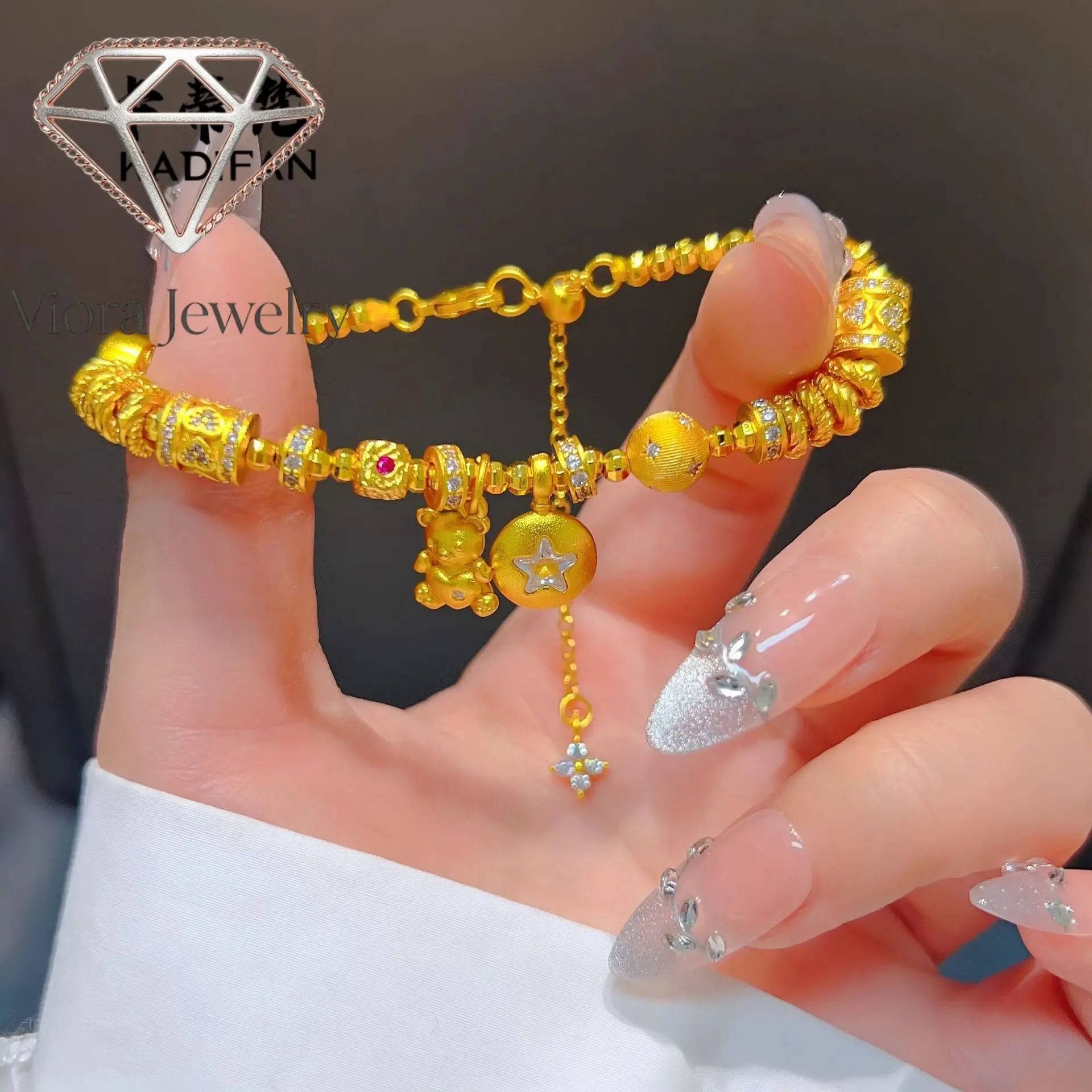 Viora Jewelry Luxury 9999 24K real gold dot diamond love little bear star beam fortune bead carpet women's ancient method treasu
Viora Jewelry Luxury 9999 24K real gold dot diamond love little bear star beam fortune bead carpet women's ancient method treasu