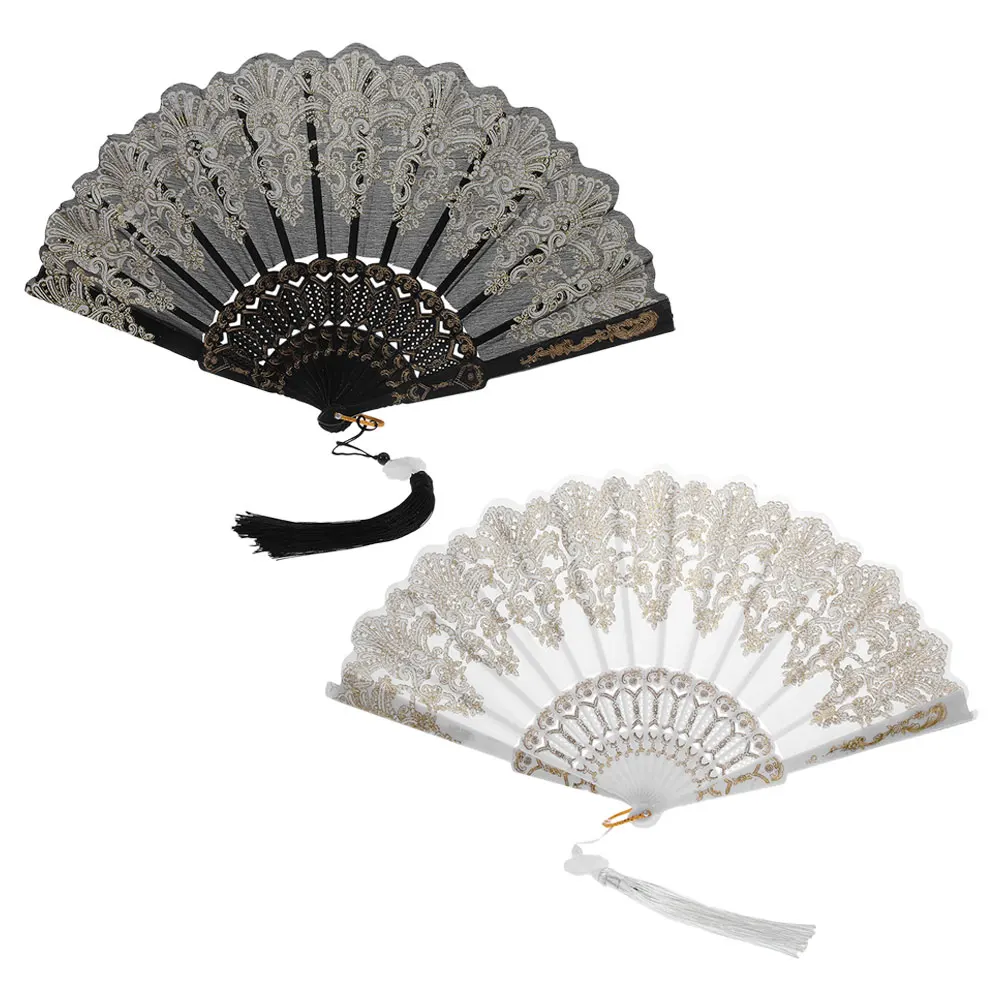2pcs Ancient Style Gold-hot Fans Handheld Folding Portable Chinese Embroidered Decorative Fans Black White Tassel
2pcs Ancient Style Gold-hot Fans Handheld Folding Portable Chinese Embroidered Decorative Fans Black White Tassel