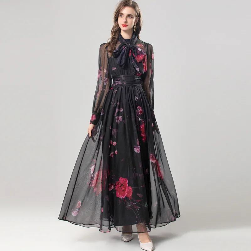 XXL Long Dress 2025 Spring Evening Party Women Bow Collar Red Floral Prints Long Sleeve Black Elegant Long Maxi Dress Gorgeous
XXL Long Dress 2025 Spring Evening Party Women Bow Collar Red Floral Prints Long Sleeve Black Elegant Long Maxi Dress Gorgeous