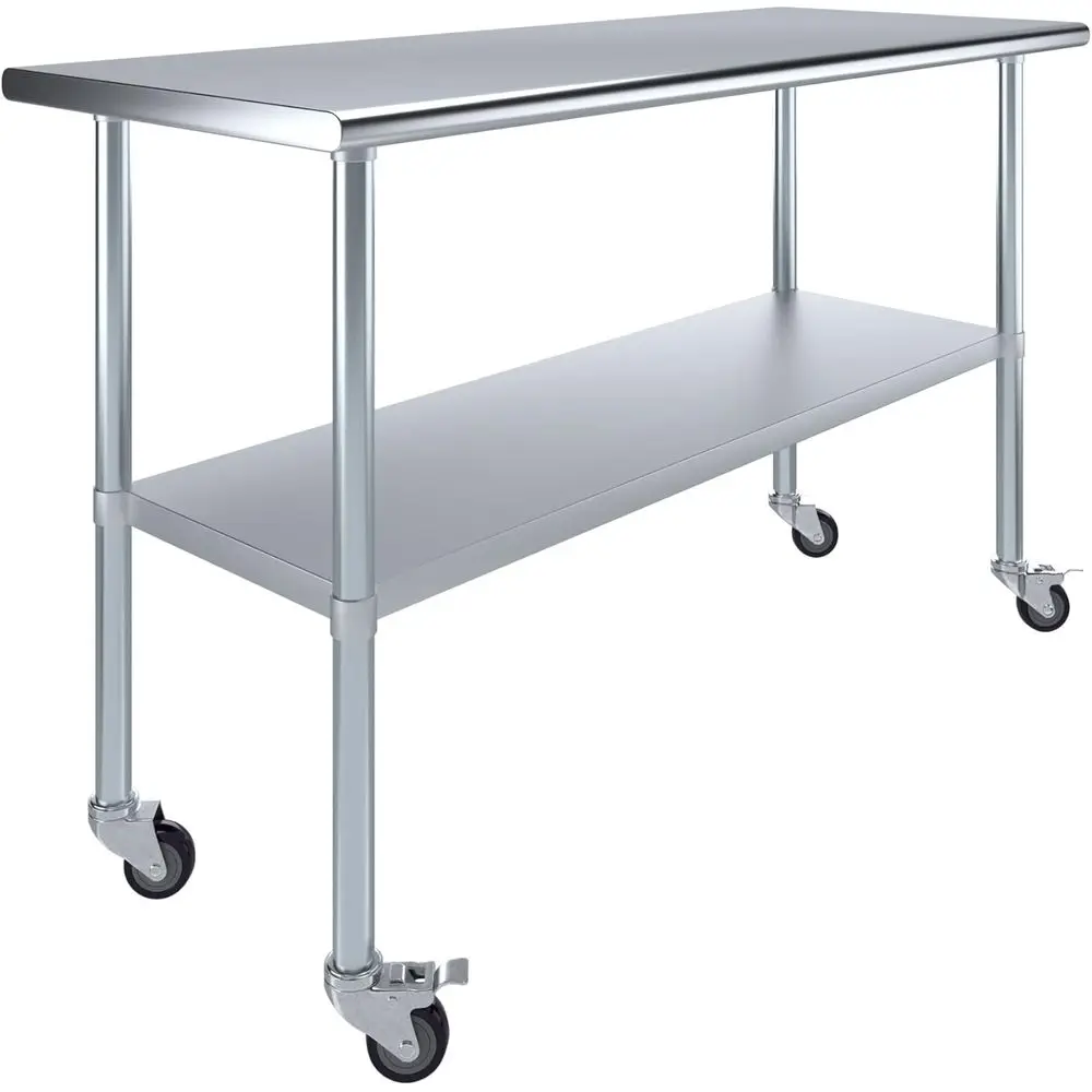 24 x 60 Stainless Steel Rolling Work Table - Kitchen Food Prep Station
24 x 60 Stainless Steel Rolling Work Table - Kitchen Food Prep Station