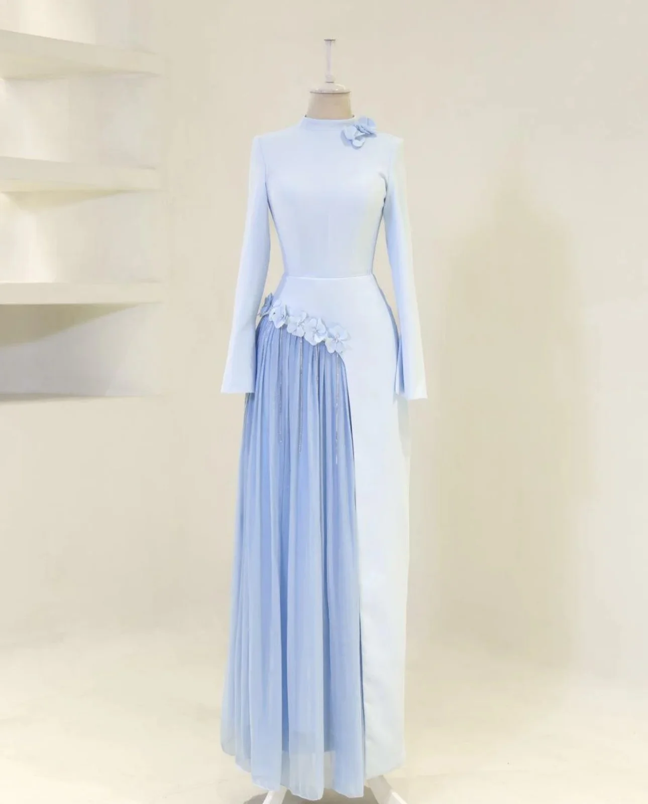 Customized Sky Blue Pastrol Unisex Jersey Handmade Flower Tassel A-line High Collar Long Dresses Evening Dresses for Woman Retro
Customized Sky Blue Pastrol Unisex Jersey Handmade Flower Tassel A-line High Collar Long Dresses Evening Dresses for Woman Retro
