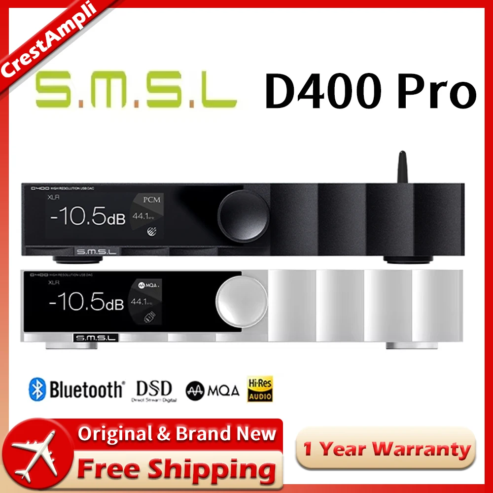 SMSL D400Pro Audio Decoder DAC AK4191 AK4499EX MQA-CD Bluetooth XU316 DSD512 Optical Coaxial 32bit/768kHz With Remote Control
SMSL D400Pro Audio Decoder DAC AK4191 AK4499EX MQA-CD Bluetooth XU316 DSD512 Optical Coaxial 32bit/768kHz With Remote Control