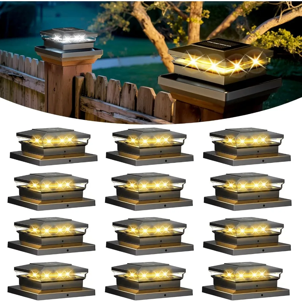 Solar Post Lights 12 Pack, Fence Post Solar Lights, Warm White/Cool White Lighting, Black Waterproof Outdoor Post Lights
Solar Post Lights 12 Pack, Fence Post Solar Lights, Warm White/Cool White Lighting, Black Waterproof Outdoor Post Lights