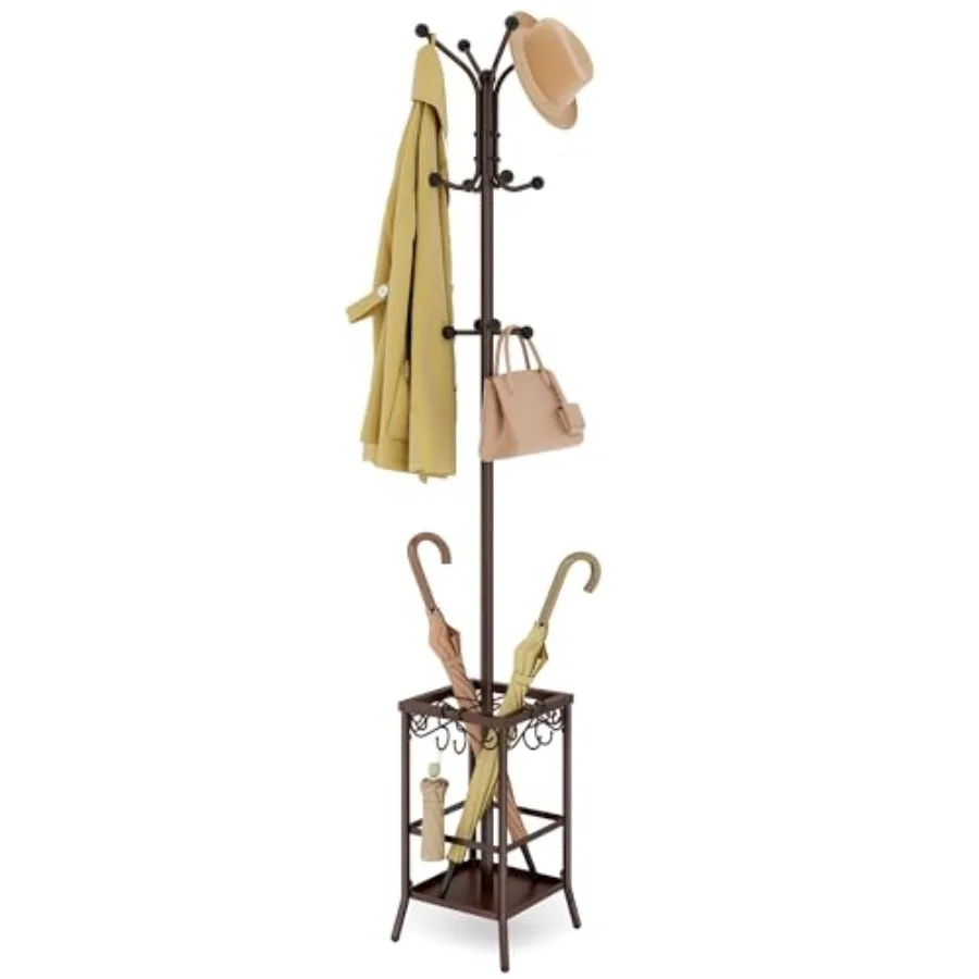 Coat Rack Freestanding, Coat Tree with Umbrella Holder, Metal Coat Rack Stand with 12 Hooks, Standing Coat Hanger Stand, Umbrel
Coat Rack Freestanding, Coat Tree with Umbrella Holder, Metal Coat Rack Stand with 12 Hooks, Standing Coat Hanger Stand, Umbrel