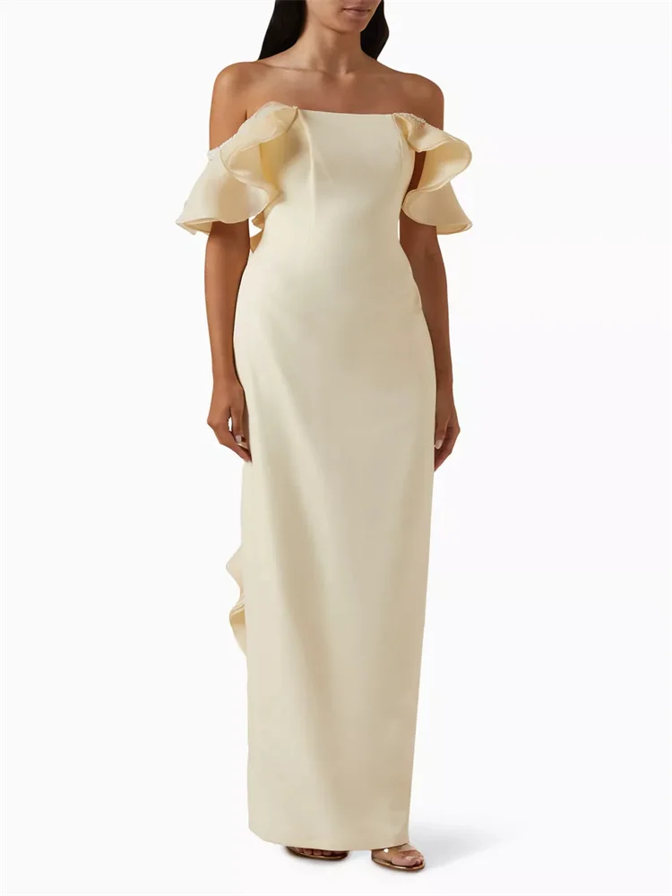 New Arrival Strapless Neckline Pleated Ruffle Sheath Stretch Crepe Evening Dress Elegant Back Zipper Floor Length Gown For Women
New Arrival Strapless Neckline Pleated Ruffle Sheath Stretch Crepe Evening Dress Elegant Back Zipper Floor Length Gown For Women
