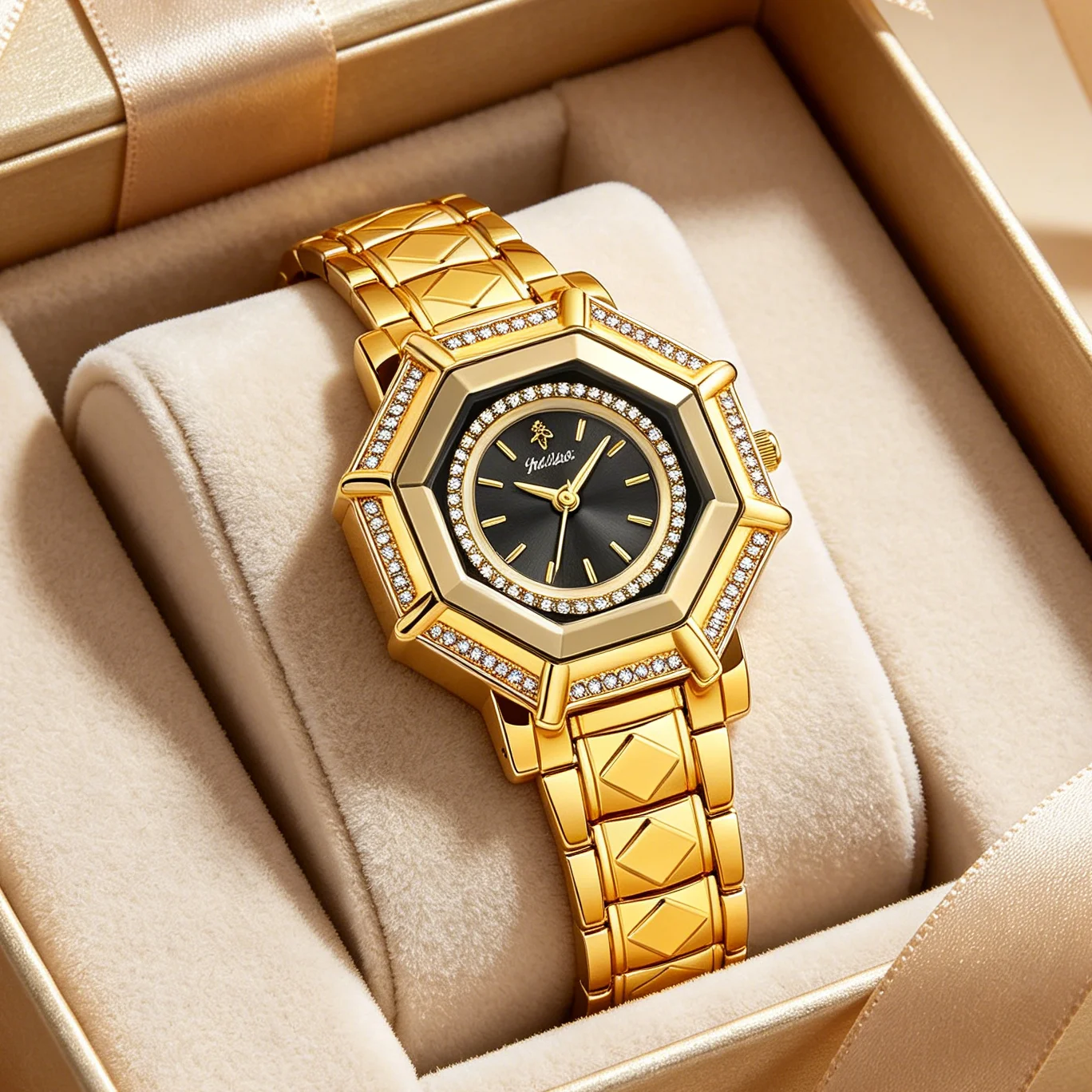 YaLaLuSi Fashion Women's Watch, Octagonal Crystal-Encrusted Bezel, Waterproof Sport Quartz Wristwatch, Gold Tone Diamond Pattern Band, Free Shipping
YaLaLuSi Fashion Women's Watch, Octagonal Crystal-Encrusted Bezel, Waterproof Sport Quartz Wristwatch, Gold Tone Diamond Pattern Band, Free Shipping