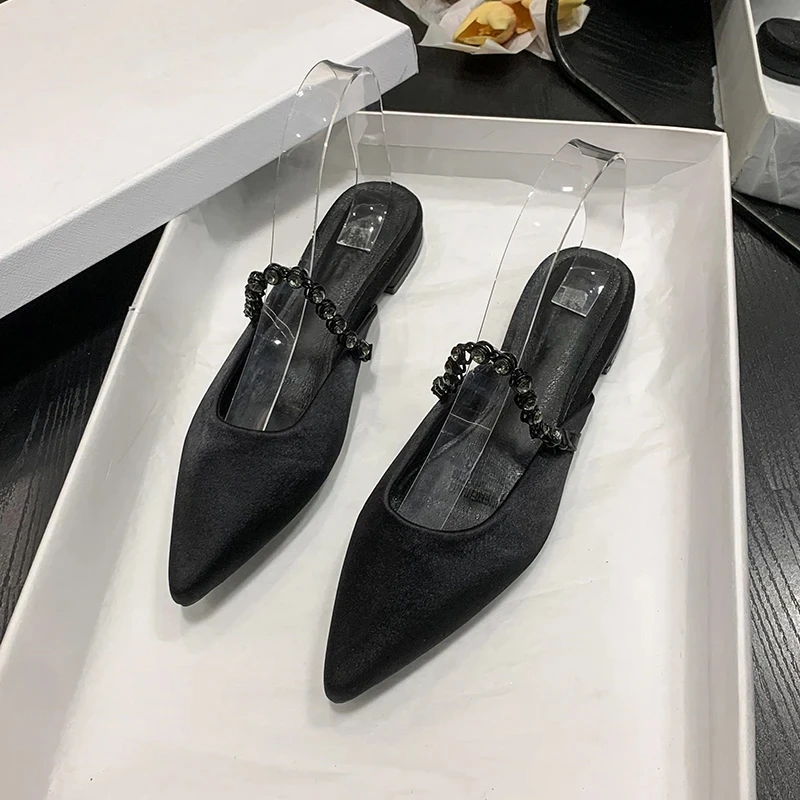 Sexy Pointed Toe Mules Woman Silver Slippers Shoes Ladies Party Slides Crystal Belt Flats Sandals
Sexy Pointed Toe Mules Woman Silver Slippers Shoes Ladies Party Slides Crystal Belt Flats Sandals