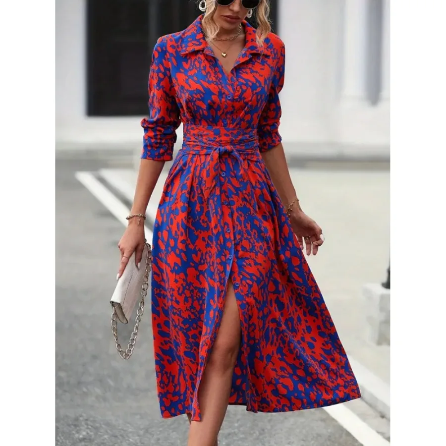 【New style】Already shipped full-body printed buttons excellent long-sleeved waist A-line dress
【New style】Already shipped full-body printed buttons excellent long-sleeved waist A-line dress