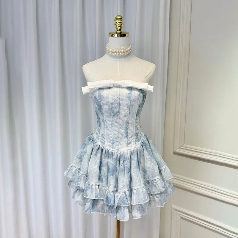 Hit Color Backelss Spliced Bowknots Dresses for Women Strapless Sleeveless High Waist Temperament Dress Female Fashion New
Hit Color Backelss Spliced Bowknots Dresses for Women Strapless Sleeveless High Waist Temperament Dress Female Fashion New