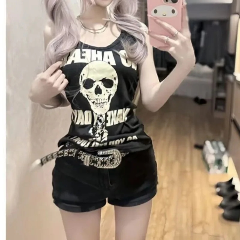 Black Tank Top Gothic Clothes Woman 2000s Y2k Tops Cool Skull Print Funny T Shirt Women's Summer Clothes Girl Slim Graphic Tees
Black Tank Top Gothic Clothes Woman 2000s Y2k Tops Cool Skull Print Funny T Shirt Women's Summer Clothes Girl Slim Graphic Tees