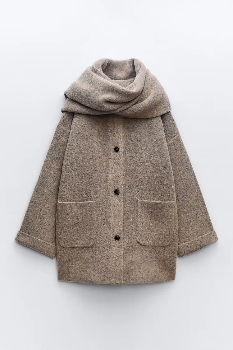 SHORT KNIT COAT WITH SCARF ETJ23traf winter new women's long-sleeved crewneck knitted coat scarf decoration two-piece set
SHORT KNIT COAT WITH SCARF ETJ23traf winter new women's long-sleeved crewneck knitted coat scarf decoration two-piece set