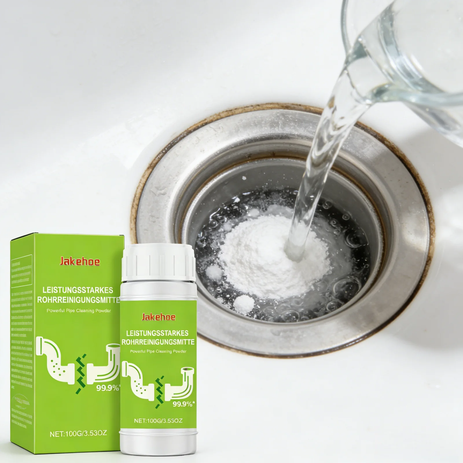 Jakehoe Drain Cleaner Powder for Bathroom Kitchen Shower Sink Cleans Pipes Deodorizes Non Corrosive Drain Unblocker Powder 100g
Jakehoe Drain Cleaner Powder for Bathroom Kitchen Shower Sink Cleans Pipes Deodorizes Non Corrosive Drain Unblocker Powder 100g