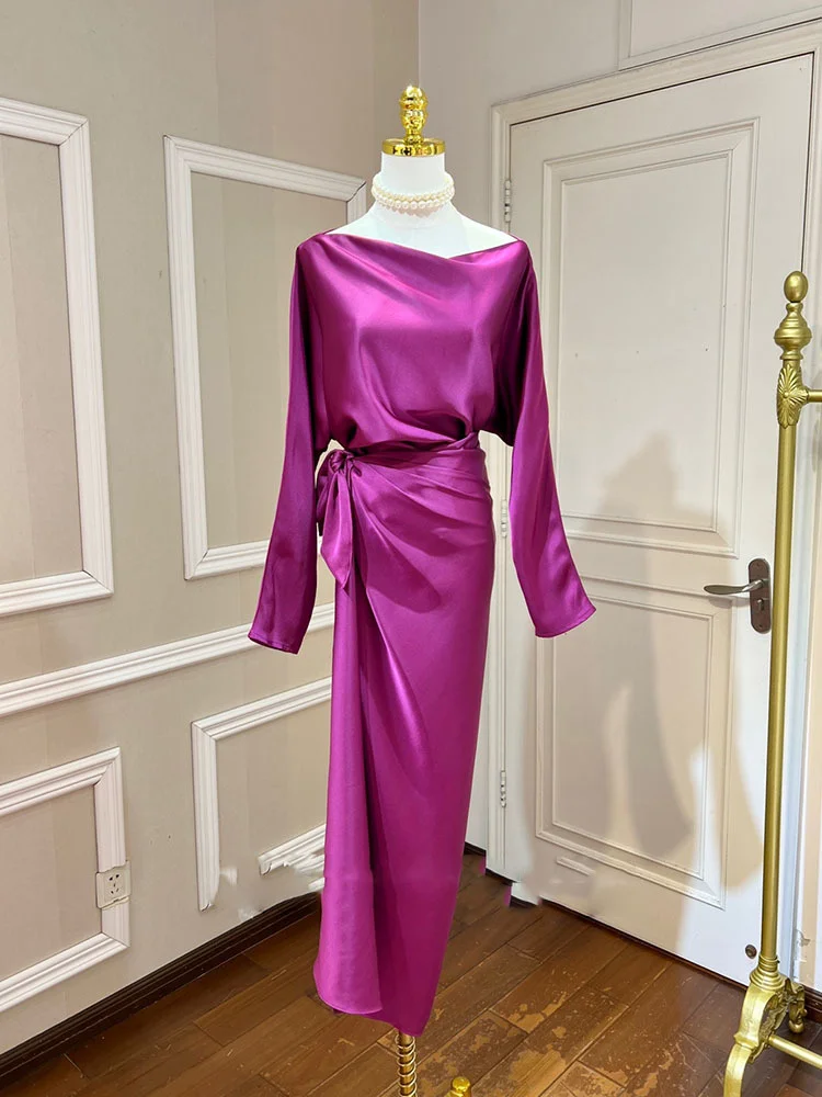 Women Dress Solid Long Sleeve Asymmetric Lacing Silkly High Waist Satin Dresses Casual Style 2022 Summer Fashion
Women Dress Solid Long Sleeve Asymmetric Lacing Silkly High Waist Satin Dresses Casual Style 2022 Summer Fashion