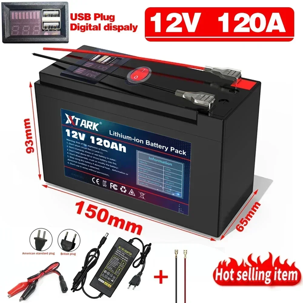 12V Battery 120Ah 18650 lithium battery pack Rechargeable battery for solar energy electric vehicle battery+12.6v3A charger
12V Battery 120Ah 18650 lithium battery pack Rechargeable battery for solar energy electric vehicle battery+12.6v3A charger