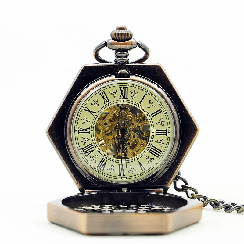 Antique Bronze/Red Copper Octagon Hollow Roman Numerals Mechanical Pocket Watch Hand Winding Pendant Pocket Clock reloj hombre
Antique Bronze/Red Copper Octagon Hollow Roman Numerals Mechanical Pocket Watch Hand Winding Pendant Pocket Clock reloj hombre