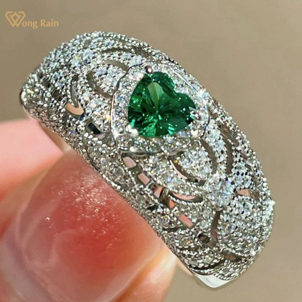 Wong Rain Luxury 925 Sterling Silver Heart Cut Emerald High Carbon Diamond Gemstone Ring Fine Jewelry for Women Anniversary Gift
Wong Rain Luxury 925 Sterling Silver Heart Cut Emerald High Carbon Diamond Gemstone Ring Fine Jewelry for Women Anniversary Gift