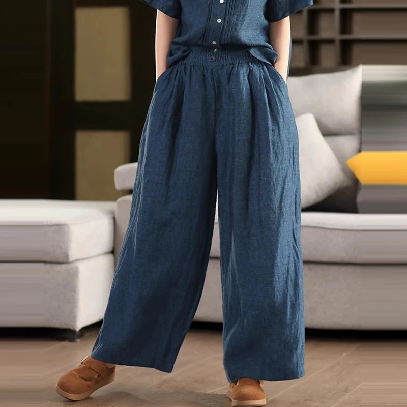100% Linen Women Casual Trousers New Arrival 2025 Spring Vintage Style Solid Color Loose Comfortable Female Straight Pants M1561 
100% Linen Women Casual Trousers New Arrival 2025 Spring Vintage Style Solid Color Loose Comfortable Female Straight Pants M1561