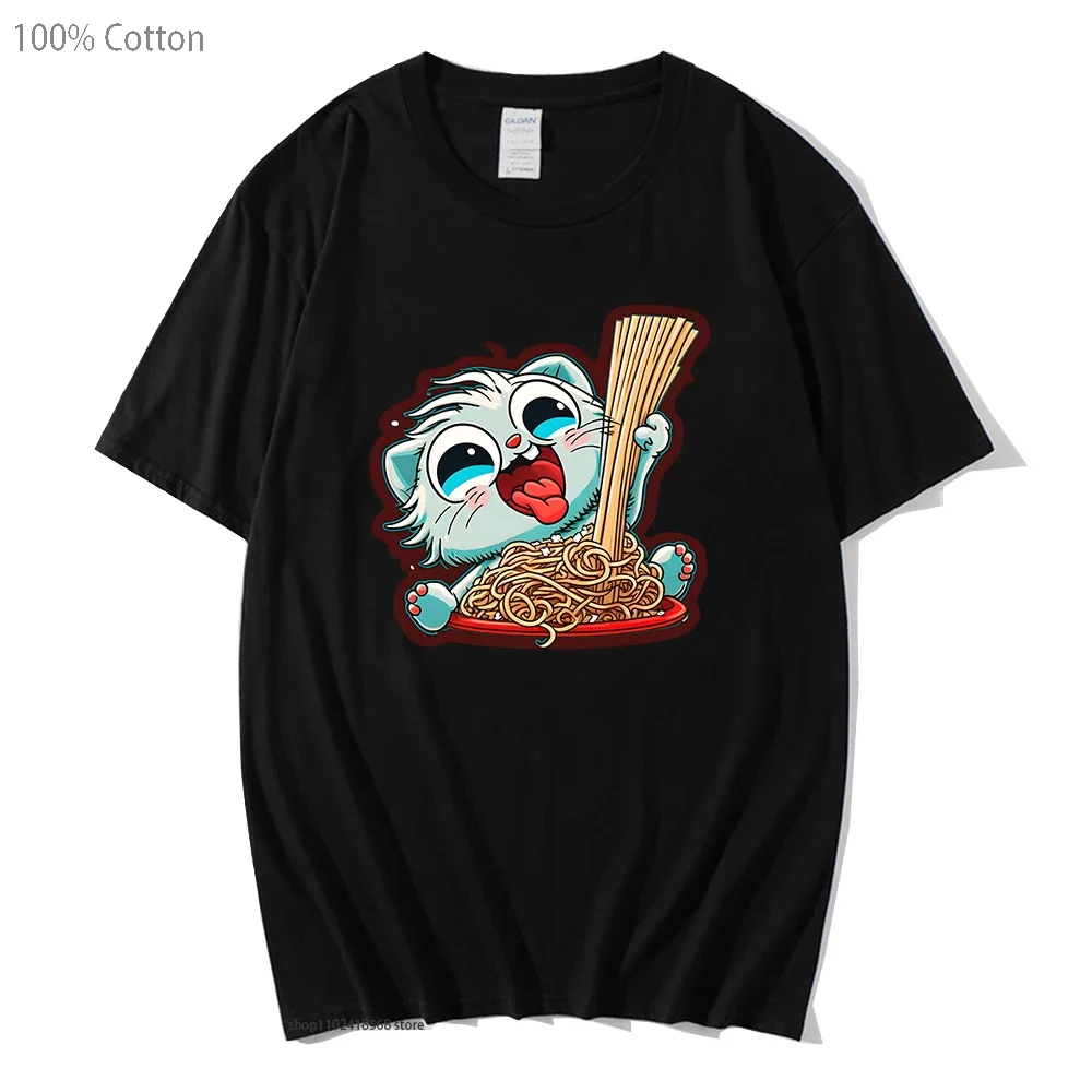 Cat Eating Spaghetti T-Shirts Women Kawaii Animal Graphic Clothes Cartoon Tshirt Summer Casual 100% Cotton O-neck Soft T Shirt
Cat Eating Spaghetti T-Shirts Women Kawaii Animal Graphic Clothes Cartoon Tshirt Summer Casual 100% Cotton O-neck Soft T Shirt