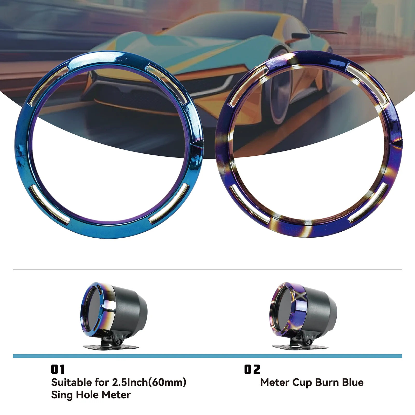 60MM Universal Auto Modified Meter Cup Burn Blue ABS Car Gauge Holder for 2.5-Inch Single Hole Meter
60MM Universal Auto Modified Meter Cup Burn Blue ABS Car Gauge Holder for 2.5-Inch Single Hole Meter
