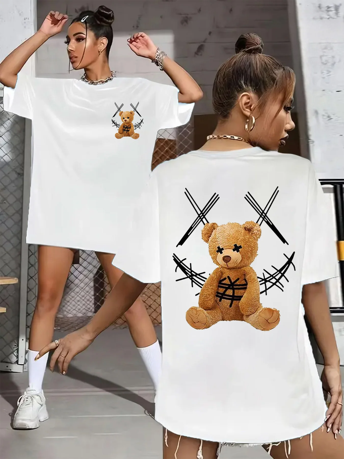 Летняя модная женская футболка больших размеров, оригинальный дизайн, женские повседневные топы с круглым вырезом и короткими рукавами с принтом медведя
Летняя модная женская футболка больших размеров, оригинальный дизайн, женские повседневные топы с круглым вырезом и короткими рукавами с принтом медведя