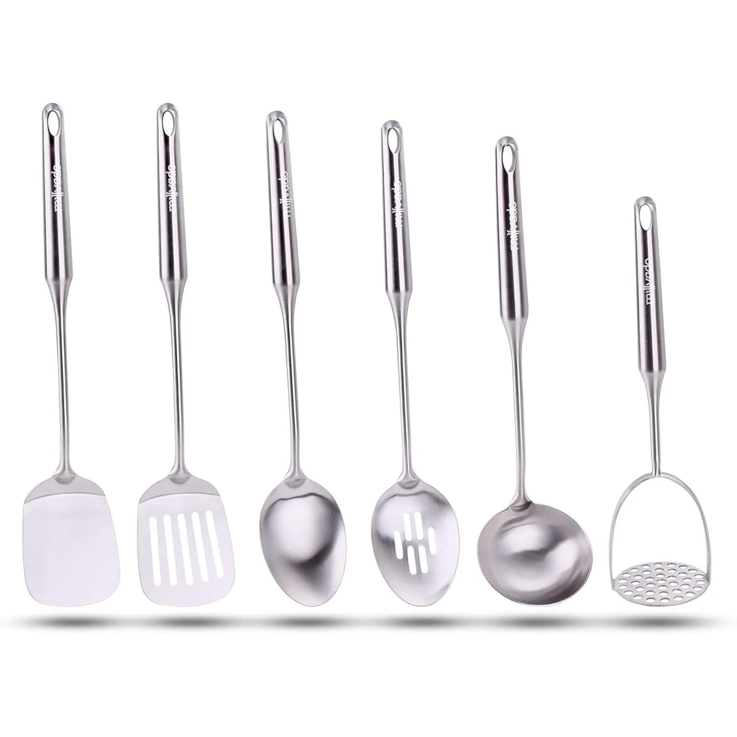 Stainless Steel Kitchen Utensil Set, 6-Piece Cooking Tools with Solid Spoon, Slotted Turner, Soup Ladle, Potato Masher,
Stainless Steel Kitchen Utensil Set, 6-Piece Cooking Tools with Solid Spoon, Slotted Turner, Soup Ladle, Potato Masher,