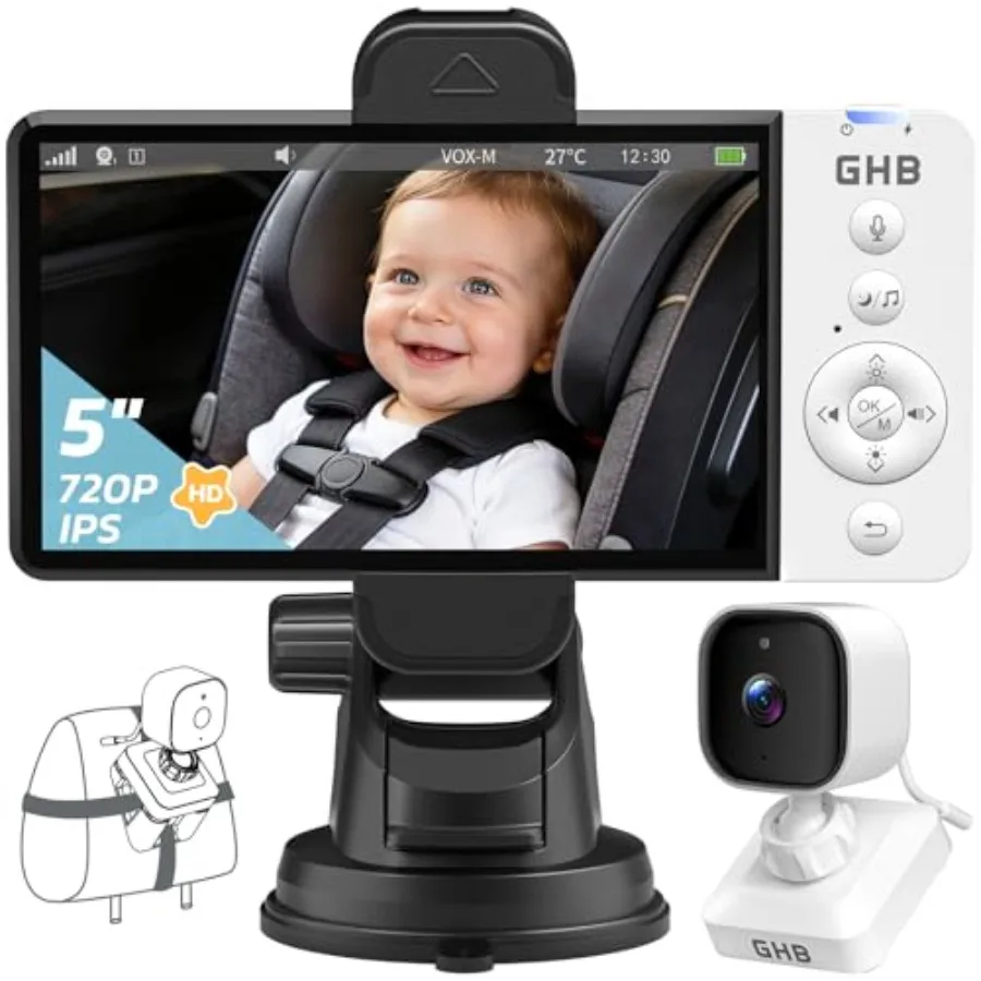 Wireless Baby Car Camera 5 HD 3500mAh Non WiFi Baby Monitor with Temperature Alert 720P Night Vision VOX Mode 360 Rotatable Rea
Wireless Baby Car Camera 5 HD 3500mAh Non WiFi Baby Monitor with Temperature Alert 720P Night Vision VOX Mode 360 Rotatable Rea