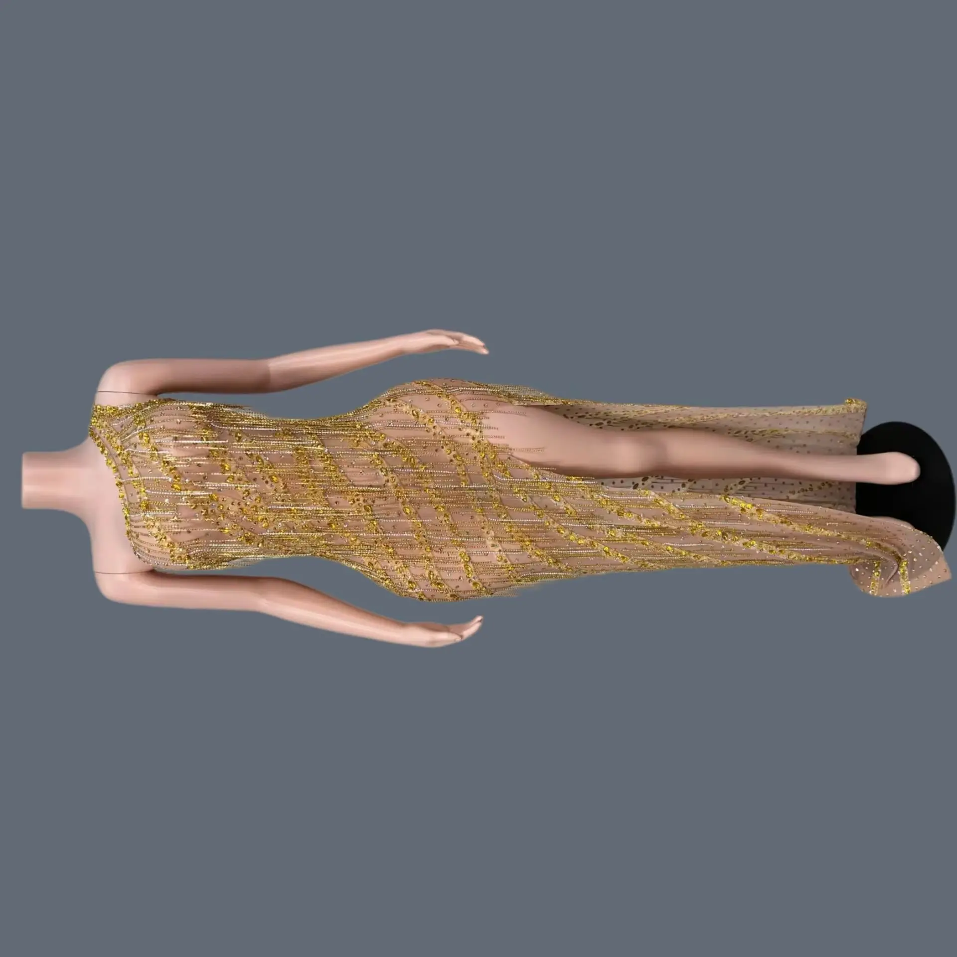 One Shoulder Gold Beaded Tassel Mesh Maxi Dress High Side Slit Sheer Bodycon Stage Evening Gown Fuguang
One Shoulder Gold Beaded Tassel Mesh Maxi Dress High Side Slit Sheer Bodycon Stage Evening Gown Fuguang