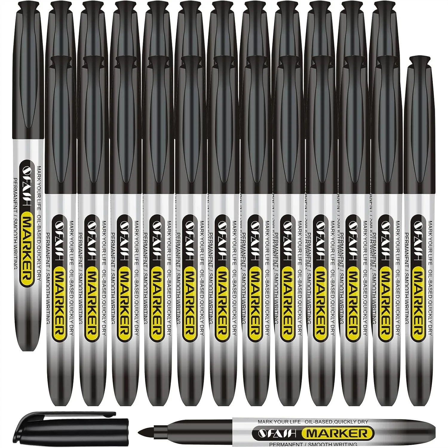 Black Permanent Markers Bulk 24 Pack, 1s Quick Dry, Fine Point for Plastic Glass Metal Wood Paper, Office Classroom, Waterproof
Black Permanent Markers Bulk 24 Pack, 1s Quick Dry, Fine Point for Plastic Glass Metal Wood Paper, Office Classroom, Waterproof