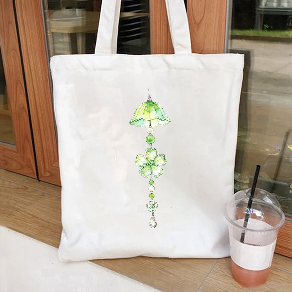 Green Wind Chime Canvas Tote Bag Watercolor Art Shoulder Bag
Green Wind Chime Canvas Tote Bag Watercolor Art Shoulder Bag
