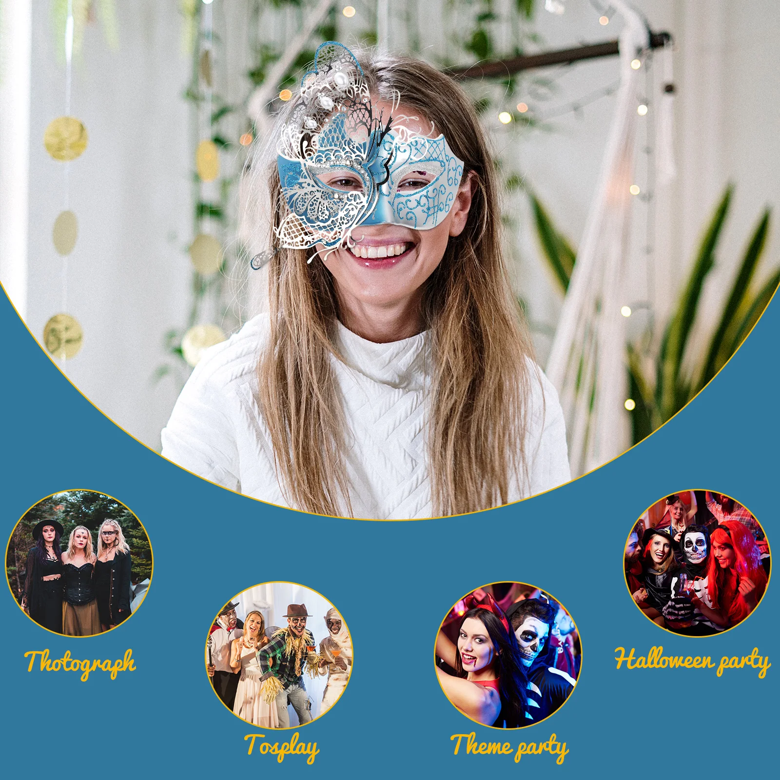 Butterfly Masquerade Mask Half Face Rhinestone Iron Art Party Mask Women Halloween Cosplay Accessory
Butterfly Masquerade Mask Half Face Rhinestone Iron Art Party Mask Women Halloween Cosplay Accessory
