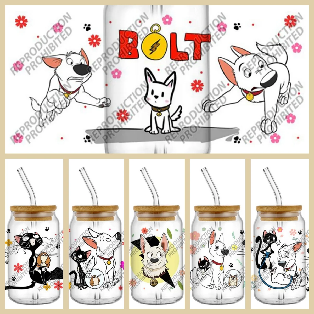 High Quality 3D Cute Cartoon Bolt Dog Decal UV DTF Cup Wrap for 16oz Libbey Glasses DIY White Dog Black Cat Mug Transfer Sticker
High Quality 3D Cute Cartoon Bolt Dog Decal UV DTF Cup Wrap for 16oz Libbey Glasses DIY White Dog Black Cat Mug Transfer Sticker