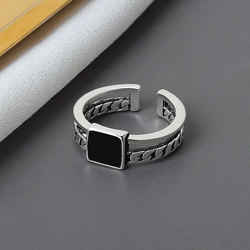 925 Sterling Silver Personality Black Geometry Open Ring For Women Party Jewelry 2025 Hot Sell Fine Trendy Gifts
925 Sterling Silver Personality Black Geometry Open Ring For Women Party Jewelry 2025 Hot Sell Fine Trendy Gifts
