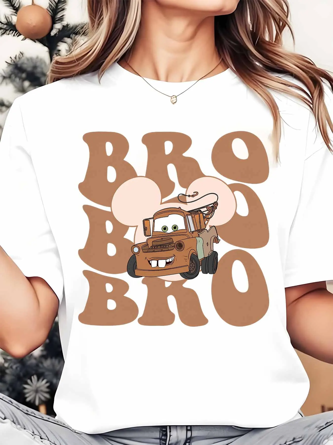 Disney Cars Mater With Mickey Ears Bro Bro Bro Women's Round Neck Shirt Summer Tops Comfortable Unisex Casual Short Sleeve Tee
Disney Cars Mater With Mickey Ears Bro Bro Bro Women's Round Neck Shirt Summer Tops Comfortable Unisex Casual Short Sleeve Tee