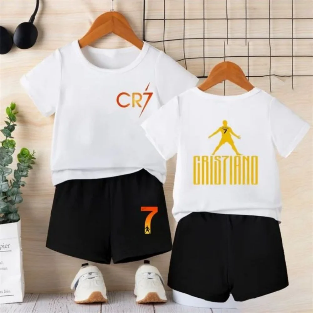 Summer Football CR7 Children T-shirt + Shorts 2pcs Set Messi Avatar Anime Two Side Printed Top Casual Fashion Boys Girls Suit
Summer Football CR7 Children T-shirt + Shorts 2pcs Set Messi Avatar Anime Two Side Printed Top Casual Fashion Boys Girls Suit