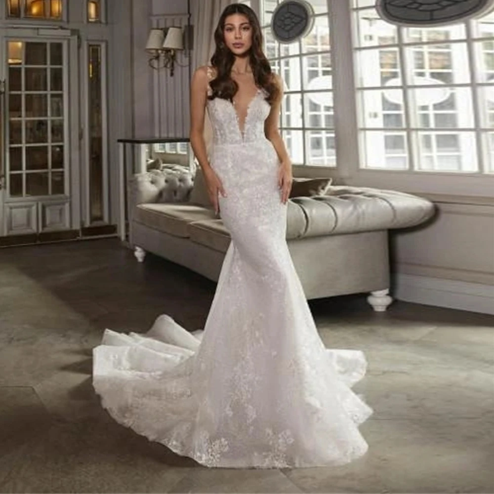 Vintage Boho Mermaid Bride Dresses 2024 Sleeveless Full Lace Appliques Deep V Neck Wedding Brides Dress illusion Bridal Gowns
Vintage Boho Mermaid Bride Dresses 2024 Sleeveless Full Lace Appliques Deep V Neck Wedding Brides Dress illusion Bridal Gowns