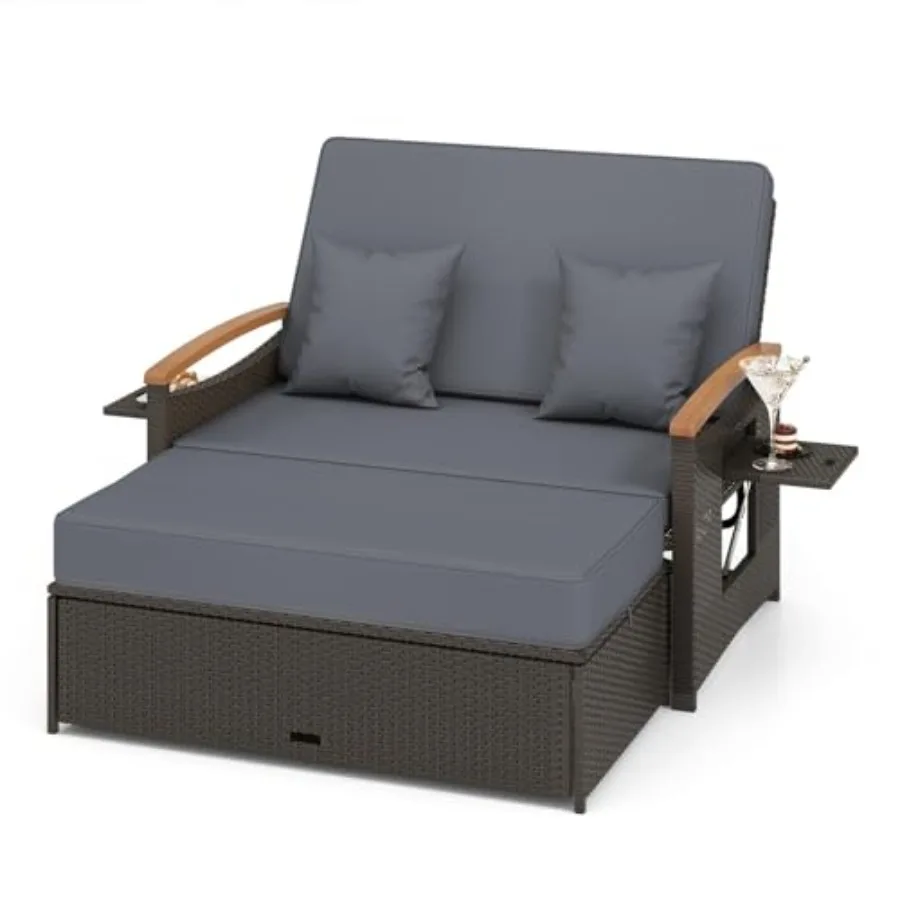 Outdoor Wicker Daybed, Patio Rattan Loveseat Sofa w/ 4-Level Adjustable Backrest, Folding Panels, Storage Ottoman and Cushions,
Outdoor Wicker Daybed, Patio Rattan Loveseat Sofa w/ 4-Level Adjustable Backrest, Folding Panels, Storage Ottoman and Cushions,