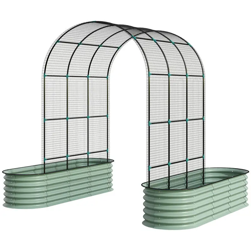 Outsunny Raised Garden Beds Set with Arch Trellis, Climbing Net, Galvanized Planter Box for Climbing Vegetables Flowers Herbs
Outsunny Raised Garden Beds Set with Arch Trellis, Climbing Net, Galvanized Planter Box for Climbing Vegetables Flowers Herbs