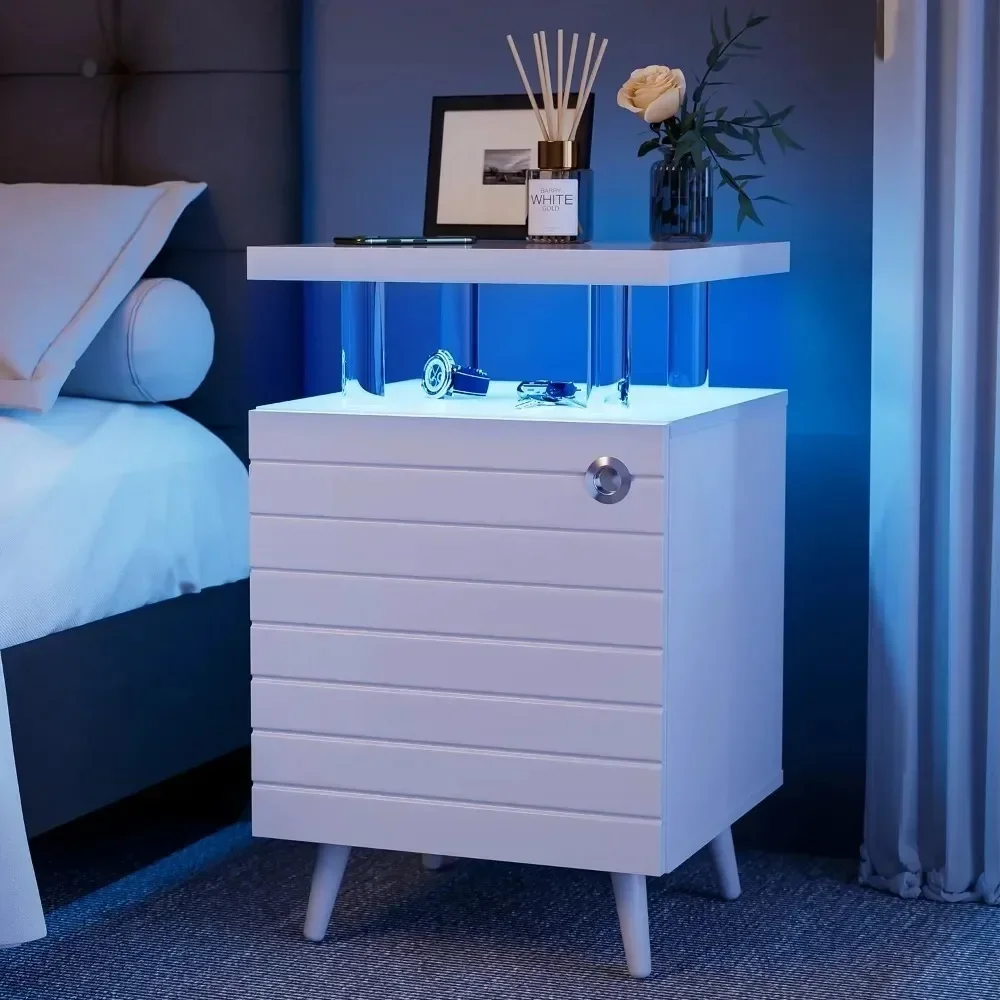 Bedside Tables Modern LED Nightstand Bedside Table End Side With Acrylic Columns for Bedroom Nightstands Furniture for Room Home
Bedside Tables Modern LED Nightstand Bedside Table End Side With Acrylic Columns for Bedroom Nightstands Furniture for Room Home