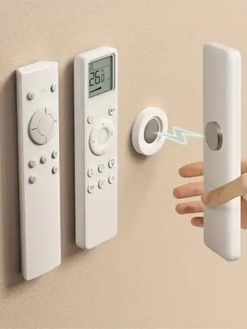 3pcs No Drill Magnetic Remote Holder - Wall Mount for TV/AC/DVD Remotes, White Space-Saving Design