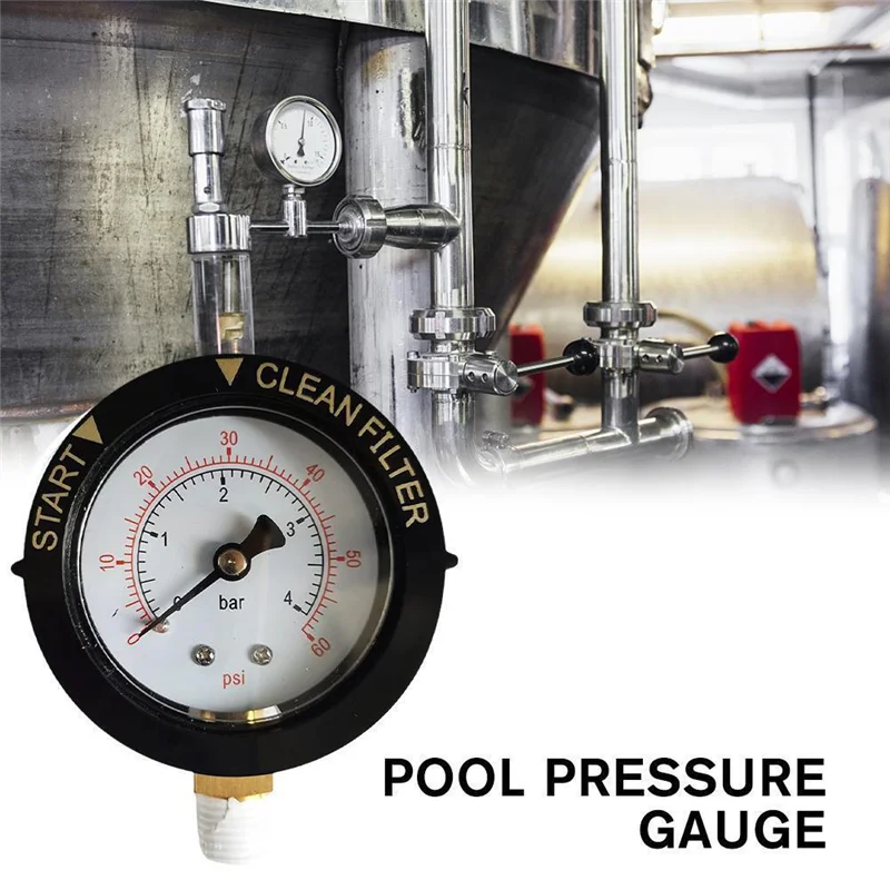 B50B-190058 Pressure Gauge 0-60 PSI,Start And Clean Filter Water Pressure Gauge With 1/4 Inch NPT Bottom Mount Swimming Pool
B50B-190058 Pressure Gauge 0-60 PSI,Start And Clean Filter Water Pressure Gauge With 1/4 Inch NPT Bottom Mount Swimming Pool