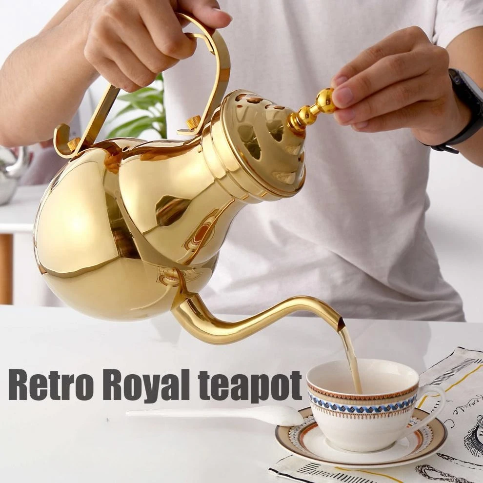 Gold 700ml Coffee Pots sus304 Stainless steel narrow teapot long-mouthed tea kettle with filter mesh
Gold 700ml Coffee Pots sus304 Stainless steel narrow teapot long-mouthed tea kettle with filter mesh