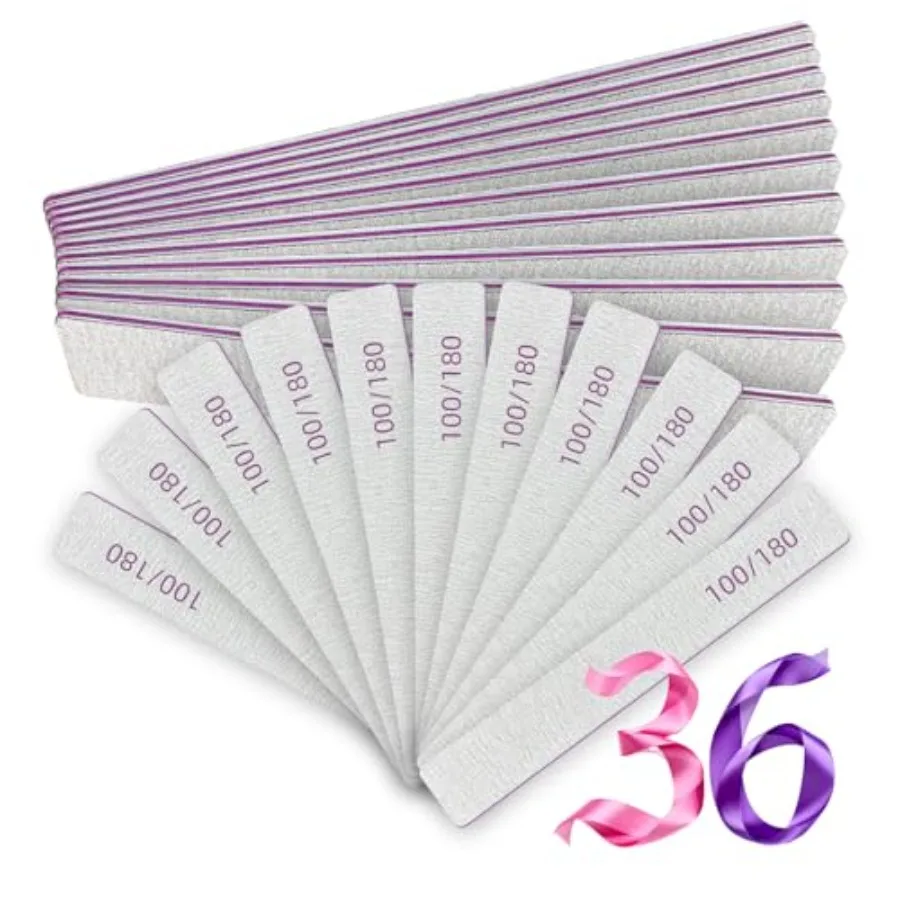 Nail Files 36 Pack,Professional Reusable 100/180 Grit Double Sides Washable Nail File, Nail Styling Tools for Home and Salon Us
Nail Files 36 Pack,Professional Reusable 100/180 Grit Double Sides Washable Nail File, Nail Styling Tools for Home and Salon Us